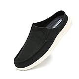  Mishansha Espadrilles Segelschuhe Herren Bootsschuhe Slipper Mokassins Männer Clogs Stoff Leichte Mules Sabots Sommer Freizeit Segeltuchschuhe(Schwarz, 43 EU)