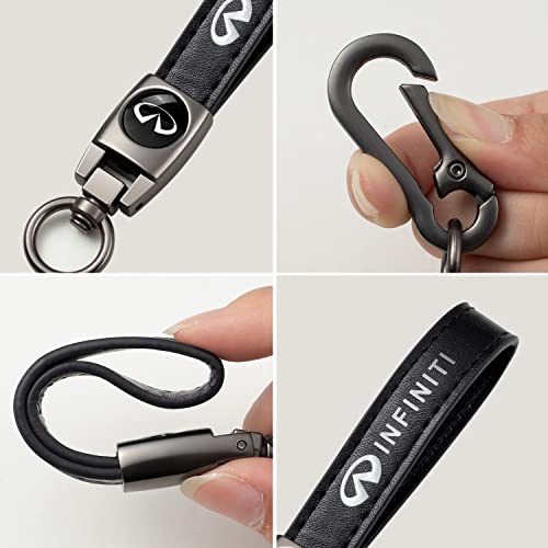Lubolan Car Black Genuine Leather Keychain Key Ring Lanyard Accessories Business Gift Suitable For Infiniti Qx50 Q50 Q70 Q70L Q60 Qx30 Qx60 Qx80 #TOP2