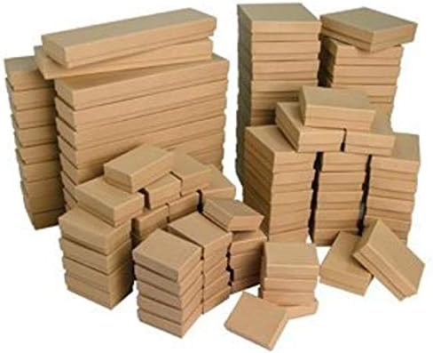 RJ Displays 25 Pack Cotton Filled Brown Kraft Color Cardboard Paper Jewelry Gift and Retail Boxes (Kraft, K99-25)