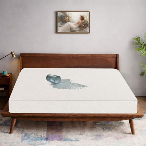 Image of The Furnishing Tree Single Size Mattress Protector 72x30 Inch | 100% Waterproof, Cotton Feel, Breathable & Hypoallergenic | Fitted Bed Cover (Fits Up to 10 inch) | 1 Year Warranty, White