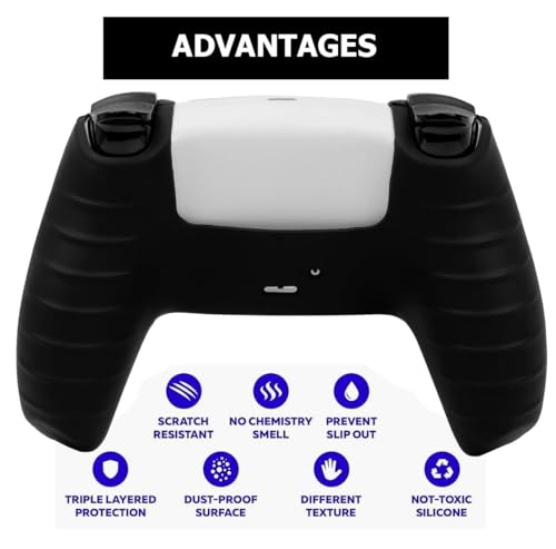 Image of Anti-Slip Cover Compatible with PS5 Controller, Silicone Skin & Grip Cover with Thumb Grips, Touchpad Sticker - Protective Case /Non-Slip PS 5 Controller Accessories Kit (Radiation Edition)