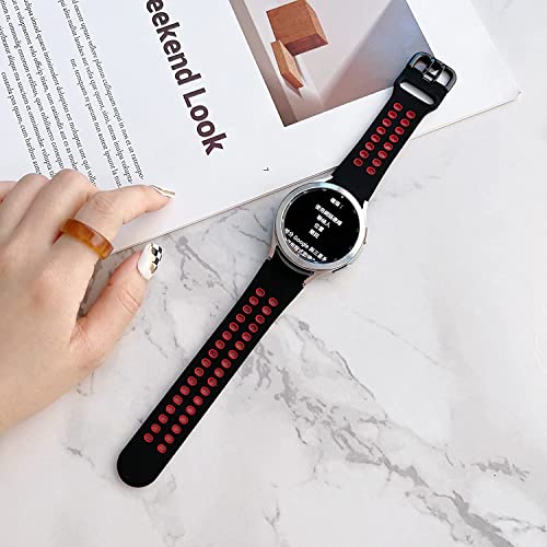 Image of FOLX FAG05 Sport Sport Ni-ke Airhole Silicone Strap Compatible for Samsung Galaxy Watch 4 Band & Galaxy Watch 5 Band 44mm 40mm /Watch 5 Pro Bands 45mm /Galaxy Watch 4 Classic Bands 46mm 42mm,20mm Sport Strap Wristbands for Men Women Unisex (BLACK & RED)
