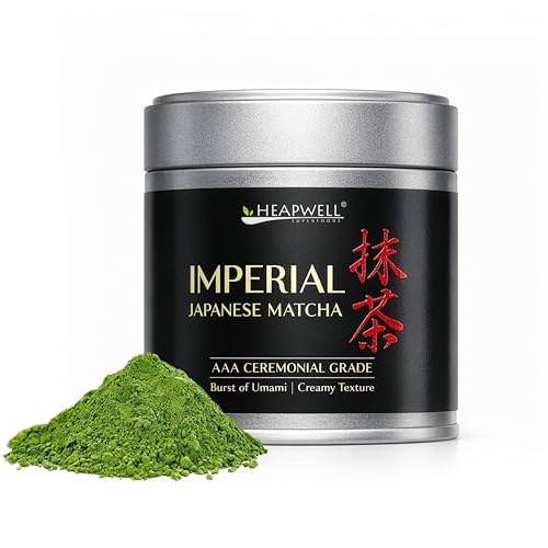 Image of Heapwell Superfoods Imperial First Harvest Matcha Green Tea Powder, AAA Ceremonial Grade, 30g, Sourced from Uji Kyoto