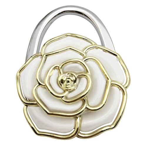 RSHuiOUXX Unique Folding Flower Pattern Fashion Table Hook Elegant Desk Purse Foldable Handbag Hook Table Portable Holder