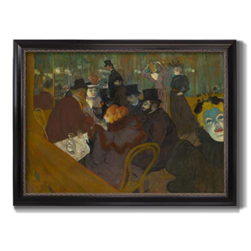 Renditions Gallery Wall Art Decor At The Moulin Rouge Abstract Art Prints by Henri de Toulouse-Lautrec for Bedroom Dining Living Room Office Home Kitchen Wall Decor - 29X41 - Ebony & Gold Framed - LT499