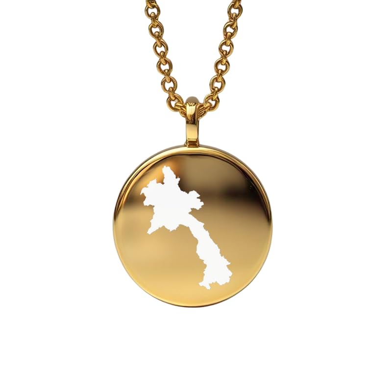 Pendentif carte du Laos en argent doré | Le cadeau d'expatriation idéal et symbolique