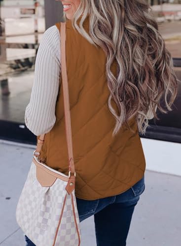 SHEWIN Women Puffer Vest Casual Stand Collar Sleeveless Puffer Jacket Warm Winter Reversible Zip Up Outerwear with Pockets3