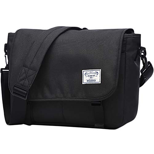 sacport @ Delegate Bolso Bandolera Lona Bolsa Mensajero 14" Maletin Portatil Ordenador para Hombre Deportes Trabajo Casual Viajes - Negro