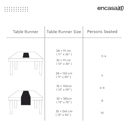 Image of Encasa XO Dining Table Runner for 4 to 6 Seater | 28x91 cm | Azul Blue | Chenille Fabric | Machine Washable
