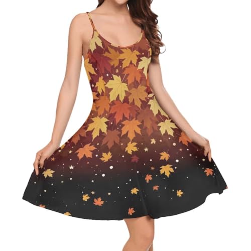 Image of Women's Spaghetti Strap Dress Summer Casual Swing Sundress Girls Beachwear Swing Mini Dress