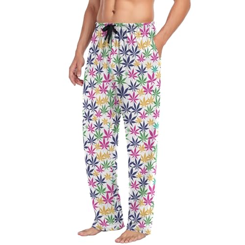Aflyko Men's Pajama Pants Marijuana Vivid Pjs Sleepwear Bottoms2