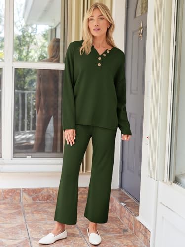 Image of LILLUSORY Women's 2 Piece Lounge Sets Oversized Slouchy Matching Cozy Knit Sets