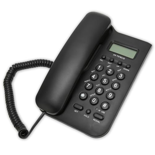 Teléfono fijo con cable para escritorio y pared negro