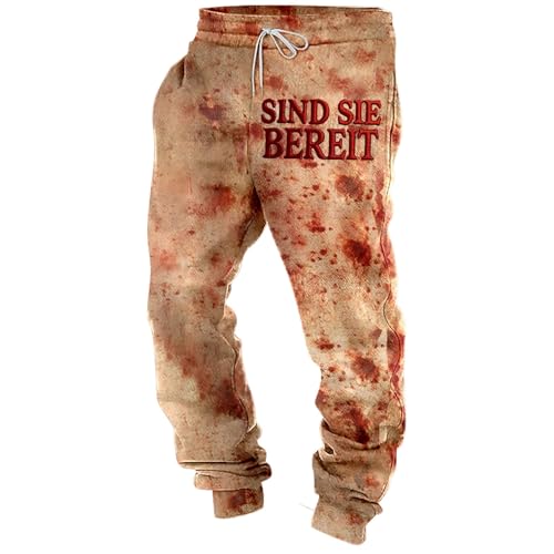 Generisch Disfraces de Halloween para hombre, pantalones de chándal con estampado de salpicaduras de sangre, pantalones de entrenamiento, holgados, ligeros, pantalones de ocio, pantalones de correr