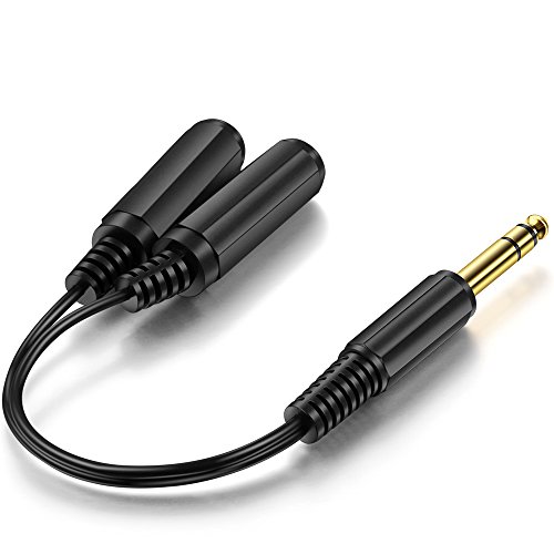 Icespring 1/4" 6.35Mm Stereo Plug/Male To Dual 1/4" 6.35Mm Jack/Female Splitter Adapter Cable Converter 0.6 Feet #TOP2
