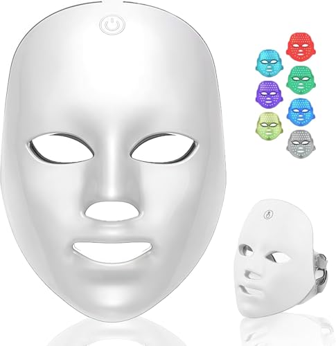 LED Face Mask Red Light Therapy for Face 7-Colour Photon Therapy Anti-Ageing & Skin Tightening Daily Red Light Facial Rejuvenation