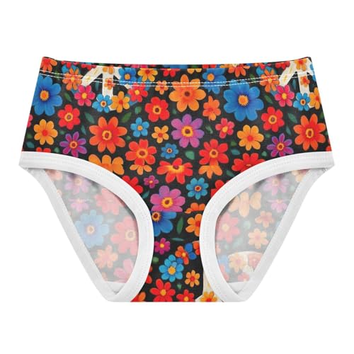 Joisal Cotton Toddlers Underwear Floral Colorful Floral White Peace Symbol Cute Panties Girl Bright Briefs Underpants 2t