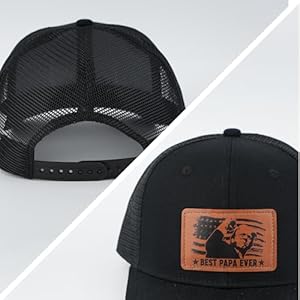 Mens Hat Gifts for Grandpa Papa Gifts for Fathers Day Christmas Birthday Trucker Hat Leather Pattern Baseball Cap