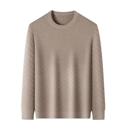 Men’s Autumn Winter Round Neck Sweater Knit Pullover Textured Long Sleeve Business Casual Slim Fit Sweater
