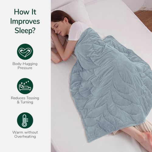 Image of Kaisa Weighted Blanket for Adults 7lbs 41 inch x 53 inch, Soft Heavy Cozy Luxury Crystal Velvet Small Weighted Lap Blanket, All-Season Blanket, Machine Washable, Light Grey-Blue