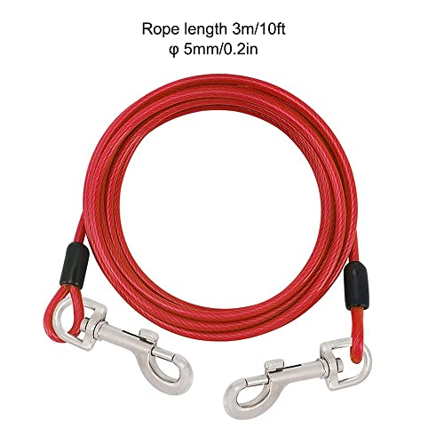3m/10ft Dog Tie Out Cable,Steel Wire Pet Leash Reflective Canine Lead Line w/360° Swivel Lockable Hook for Medium Large Dogs Up to 130lbs - Image 4