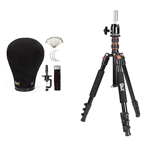 gexworldwide GEX 22" Canvas Cork Wig Block Mannequin Head Set + GEX Multifunction Mannequin Tripod Bundle Cover