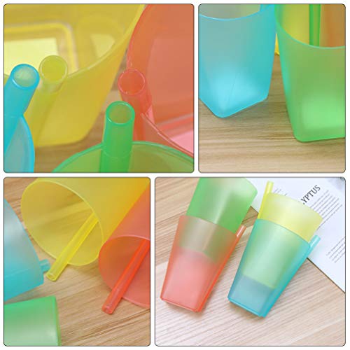 DOITOOL 6Pcs Crianças Sippy Copos de Plástico Copo Com Canudinho Copos Copos Reutilizáveis Bebê Trai