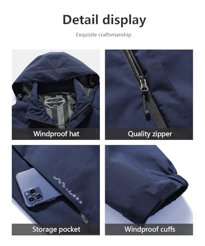 Image of Outdoor Men's Waterproof Raincoat Windbreaker Lightweight Rain Jacket with Detachable Hood