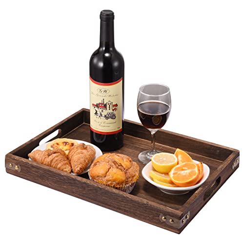 Wood Serving Tray, Rectangular Butler Serving Tray With Handle, Coffee Table Tray Decorative Tray For Tea, Coffee, Breakfast, Table Centerpieces 15.7 X 10.8 X 1.57 Inch … #TOP6