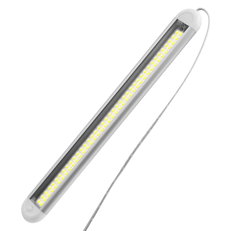 Lampe de camping - Spot LED ultra fin pour intérieur de camping-car blanc et bleu avec interrupteur marche/arrêt - Pour fourgonnette, maison, bateau, 12 V CC