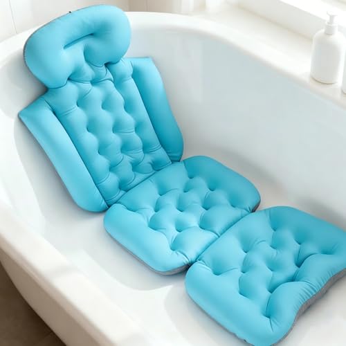 Oreiller de bain complet lavable équipé de ventouses bleues