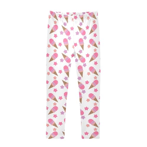 Ice Cream Cone Stars Girls Leggings,Workout Leggings for Girls Toddler Athletic Leggings Size for 3-10T