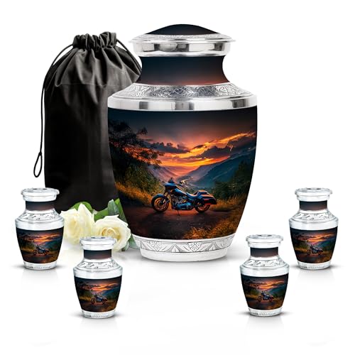 Image of Bike Urn Cremation Urns for Adult 1 Large & 4 Small | Large Urns for Human Ashes, Human Remains for Mom & Dad, Small Urns for Men & Women