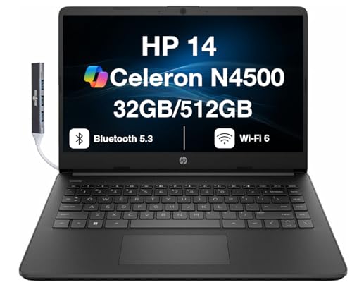 HP 14 Laptop con Intel Celeron N4500, 32GB RAM, 512GB SSD miniatura 1