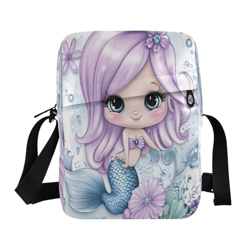 Crossbody Bag Mermaid Princess Messenger Bag for Women Men Purse Shoulder Bag Satchel Bag with Adjustable Strap 214B8809