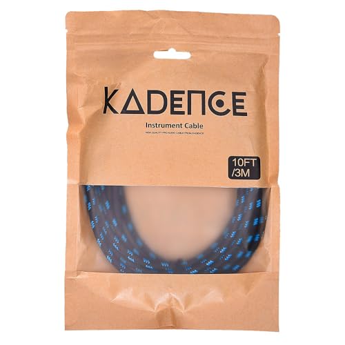 Kadence Guitar Cable 10ft(3MTR) Electric Instrument Cable Bass AMP Cord for Electric Guitar, Bass Guitar,Electric Mandolin,Amplifier,Speaker(Right Angle to Straight) TRS 6.3mm jack/Jack 90o-Black,Blue