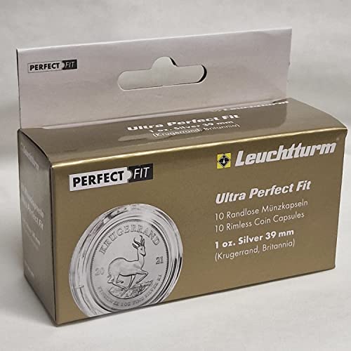 Ultra Perfect·Fit Münzkapseln für 1 oz. Krügerrand Silber oder 1 oz. Britannia Silber Münzen - Premium-Münzkapseln von Leuchtturm 10er Pack Cover