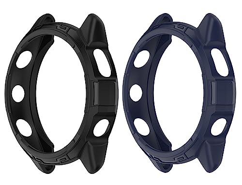 SHEAWA for Garmin�K�[�~�� Forerunner 265S �P�[�X �J�o�[ 2�Z�b�g �ی�P�[�X TPU�S�� �݊��i �ی�J�o�[ �ϏՌ� �A�N�Z�T���[ (�u���b�N+�~�b�h�i�C�g�u���[)