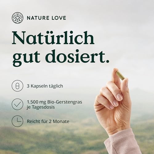 Gerstengras Nature Love Bio – 1500 mg pro Tagesdosis in 180 Kapseln