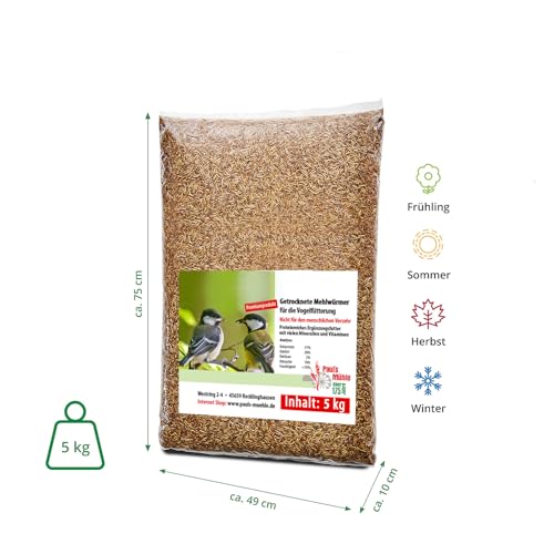 Paul's Mühle Mehlwürmer getrocknet 5 kg Premiumqualität