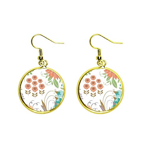 Boucle d'oreille goutte or fleur verte oreille balancent femme