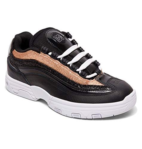 DC Shoes Legacy Lite Womens Leather Trainers in Black Gold (US 5, Black Gold)