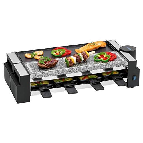 Clatronic Raclette | 8 Personen | Grillen und Überbacken | Stein und Wendegussplatte |...