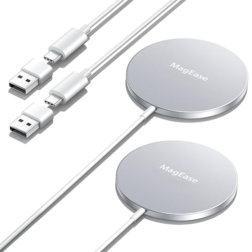 QTlier Magnetic Wireless Charger 15W Fast Mag-Safe Charger for iPhone 17/16/15/14/13/12 Series and AirPods 4/3/2/ProWireless Charging Pad (2 Pack White)