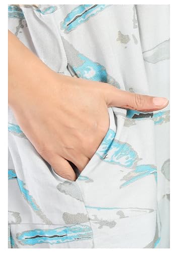 Image of NIGHT SHADES | Alpine Frock Style Designer Nighty |Women's Abstract Print Maxi Dress | Ruffle Sleeve |Cotton Blend| Women Nighty | Nighty for Women | Gown |