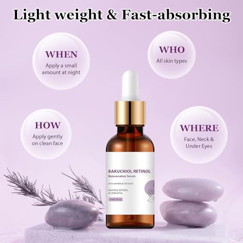 2 PCS Venature Bakuchiol Retinol Rejuvenation Serum, Bakuchiol Retinol Serum Korean for Face, Retinol Serum for Wrinkles, Reduce Wrinkles