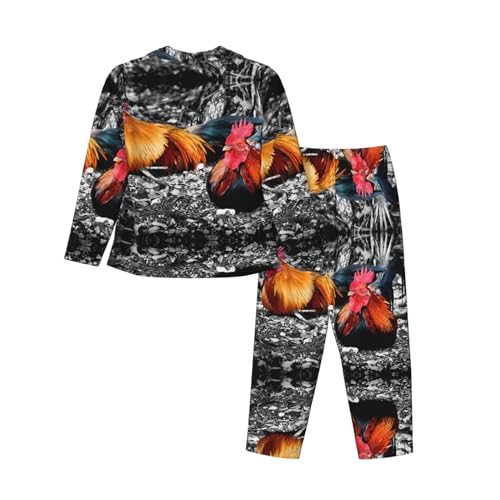 Ensemble pyjama 2 pièces contre le froid nocturne avec imprimé coq - 2