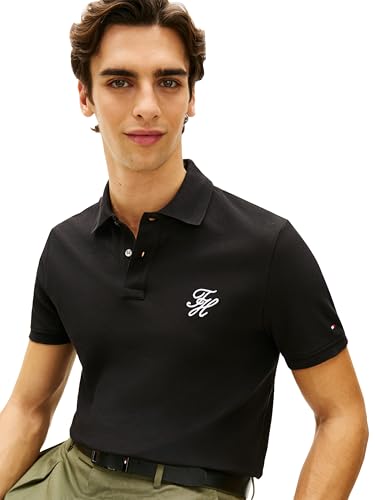 Camiseta polo casual para hombre de Tommy Hilfiger, manga corta, corte regular con logo bordado miniatura 2