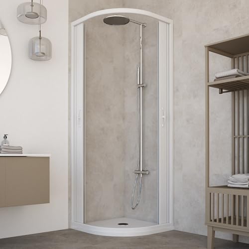 HDcasa Box Doccia Semicircolare a Soffietto Modello Roxana, Apertura Centrale Reversibile, Cabina Doccia Salvaspazio in PVC Made in Italy 90x90 cm