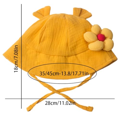 Baby Sunhat with Flower Designing, Soft & Breathable Fisherman Hat Cotton Bucket Caps for Infant Boys Girls 0-24 Months Burgundy3